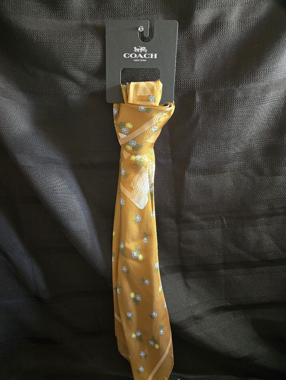 Coach NWT Country Floral Horse & Carriage Mustard Yellow Silk Scarf